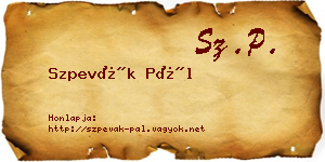 Szpevák Pál névjegykártya